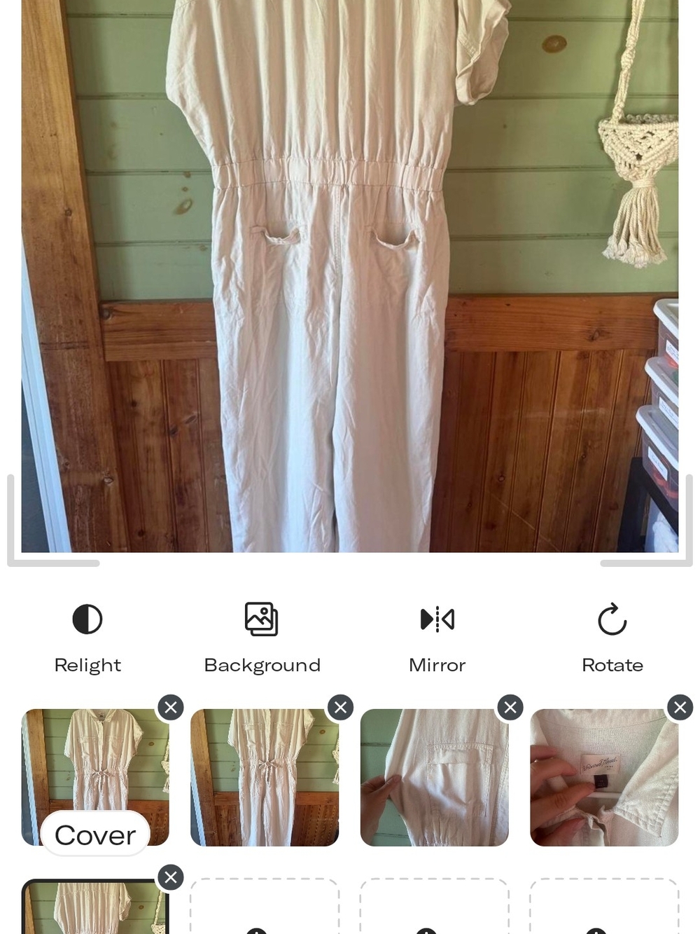 Universal Thread Cream Elastic-Waist Wide-Leg Jumpsuit